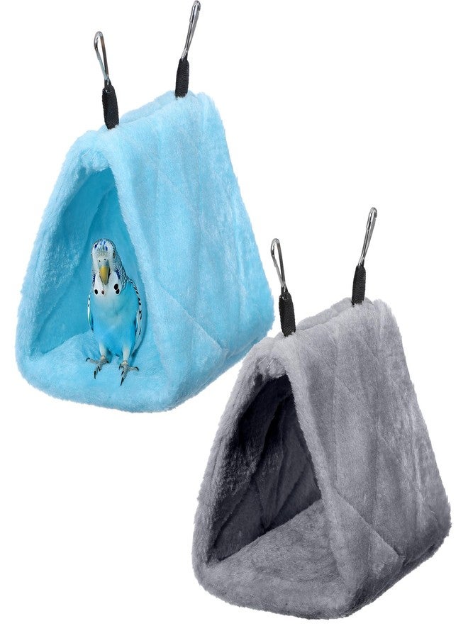 HaiFafafaing 2 Pcs Warm Bird Nest House, Parrot Sleeping Bed Hanging Hammock, Snuggle Cave Hideaway Tent for Pet Parrot, Macaw, Budgies, Cockatiels, Cockatoo, Lovebird, Blue and Grey - Image 1